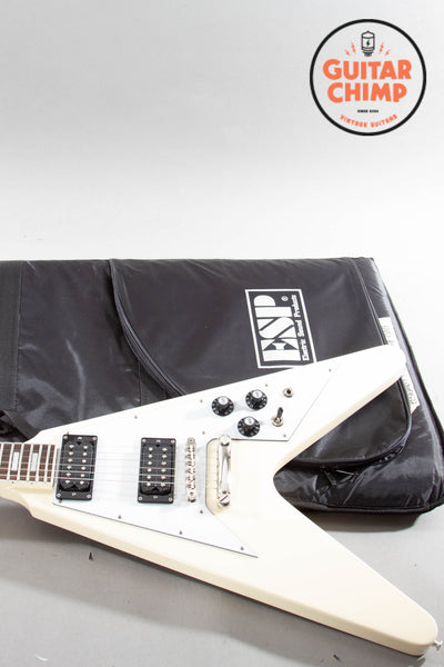 2024 Edwards E-FV-LTD Flying V – Vintage White Block Inlays | MIJ