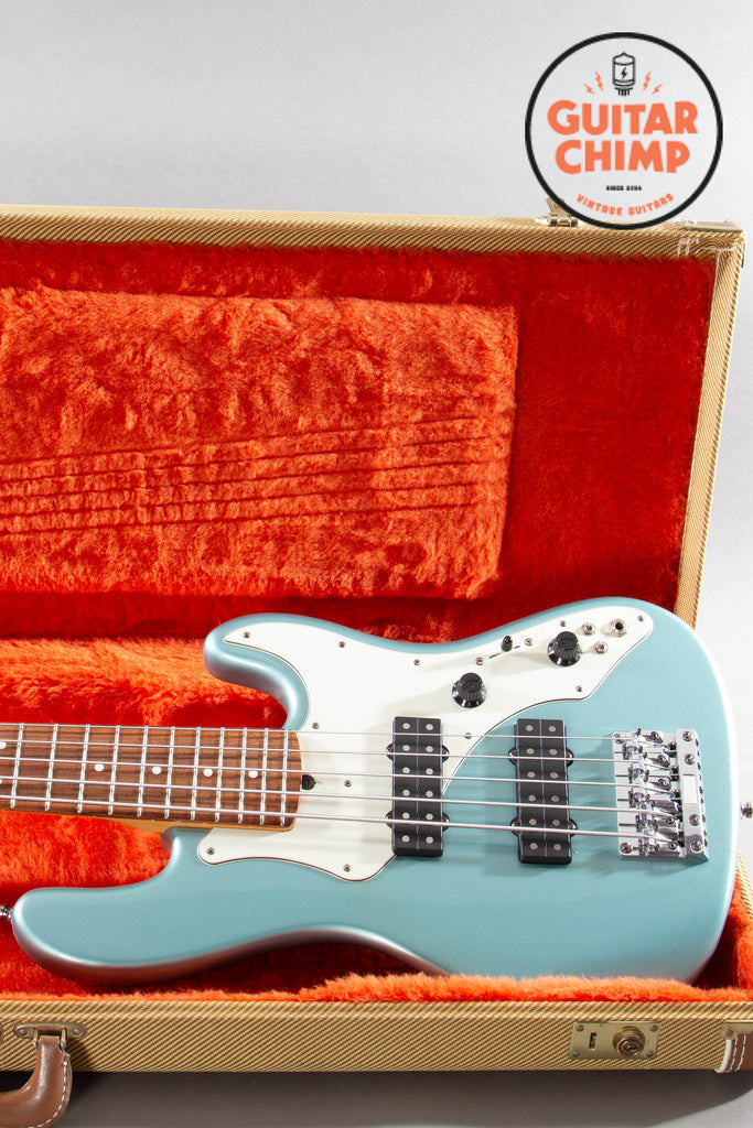 1997 Fender Roscoe Beck V 5-String Bass Teal Green Metallic OHSC