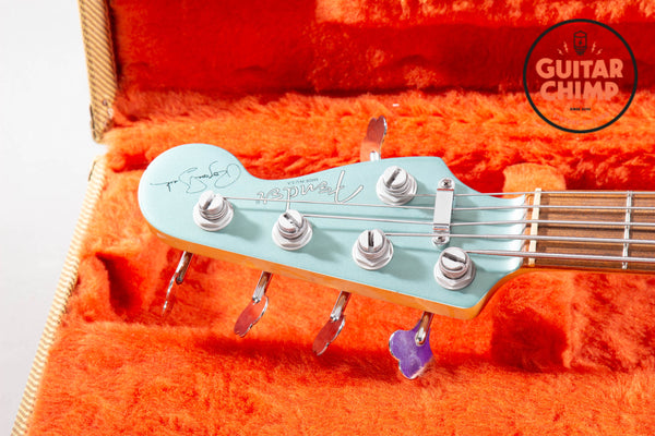 1997 Fender Roscoe Beck V 5-String Bass Teal Green Metallic OHSC