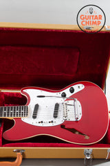 2012 Fender MIJ Japan Mustang MG-HO Hollow Body Candy Apple Red Thinline F-Hole w/ Tweed HSC