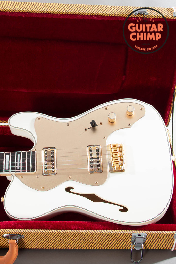2012 Fender MIJ TN72G Thinline Super Deluxe Telecaster Olympic White Gold Hardware Japan w/ HSC