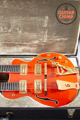 1997 Gretsch G6120-6/12 Nashville Double Neck Orange Stain MIJ OHSC Rare