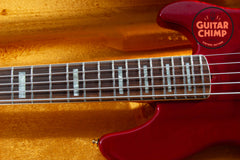 2002 Fender American Deluxe Jazz Bass V 5-String FMT Crimson Transparent | Includes Hard-Shell Case