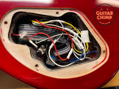 2002 Fender American Deluxe Jazz Bass V 5-String FMT Crimson Transparent | Includes Hard-Shell Case