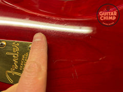 2002 Fender American Deluxe Jazz Bass V 5-String FMT Crimson Transparent | Includes Hard-Shell Case