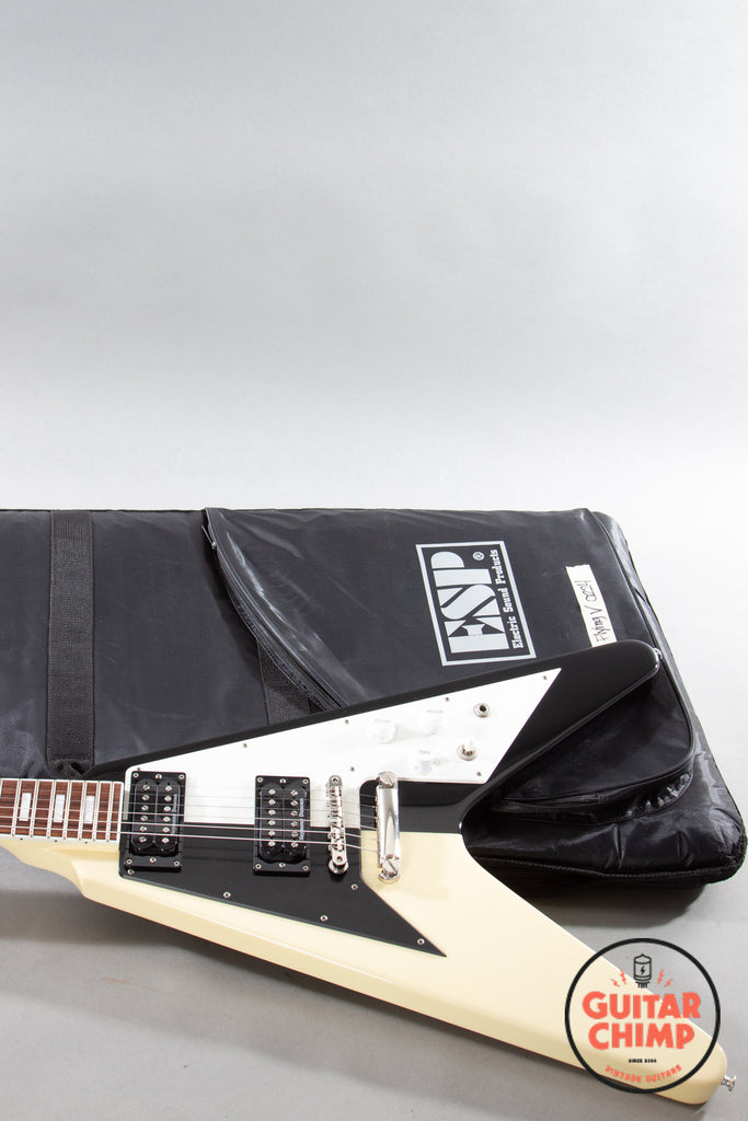 2008 ESP Edwards E-FV-125WB Michael Schenker Signature Flying V Black White