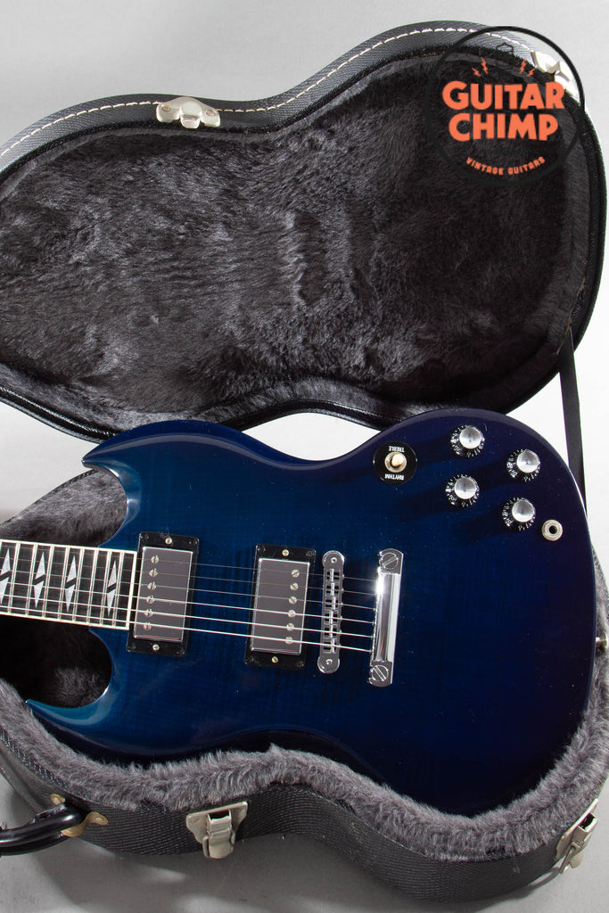 2005 Gibson SG Supreme Midnight Blue Burst AAA Flame Top – Original Case