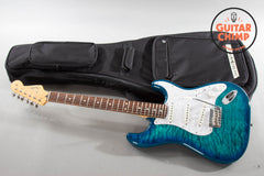 2024 Fender Japan Hybrid II Stratocaster QMT – Aquamarine, Excellent w/ Gig Bag