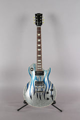 2008 Gibson Custom Shop Les Paul Standard Silver Sparkle With Blue Flames