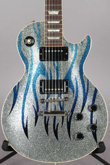 2008 Gibson Custom Shop Les Paul Standard Silver Sparkle With Blue Flames