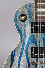 2008 Gibson Custom Shop Les Paul Standard Silver Sparkle With Blue Flames