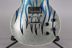 2008 Gibson Custom Shop Les Paul Standard Silver Sparkle With Blue Flames