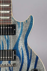 2008 Gibson Custom Shop Les Paul Standard Silver Sparkle With Blue Flames
