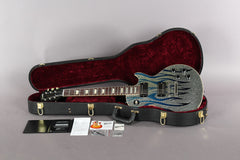2008 Gibson Custom Shop Les Paul Standard Silver Sparkle With Blue Flames