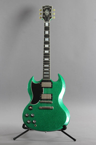 ギター Gibson SG lefty 2008 Left Handed Gibson Custom Shop SG Custom Green Sparkle