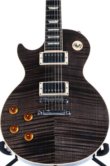 2012 Left Handed Gibson Les Paul Standard Plus Trans Black Flame Top