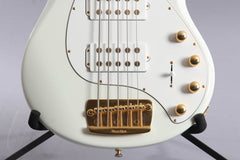 2015 Ernie Ball Music Man Stingray 5 HH 5-String Bass Guitar Ivory White ~Matching Headstock~