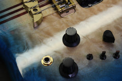 1990 Alembic Distallate 5 String Bass Caribbean Blue Burst Quilt Top -34" SCALE-