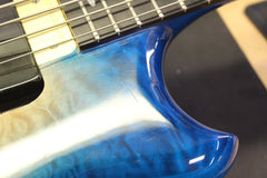 1990 Alembic Distallate 5 String Bass Caribbean Blue Burst Quilt Top -34" SCALE-