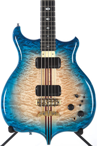 1990 Alembic Distallate 5 String Bass Caribbean Blue Burst Quilt Top -34