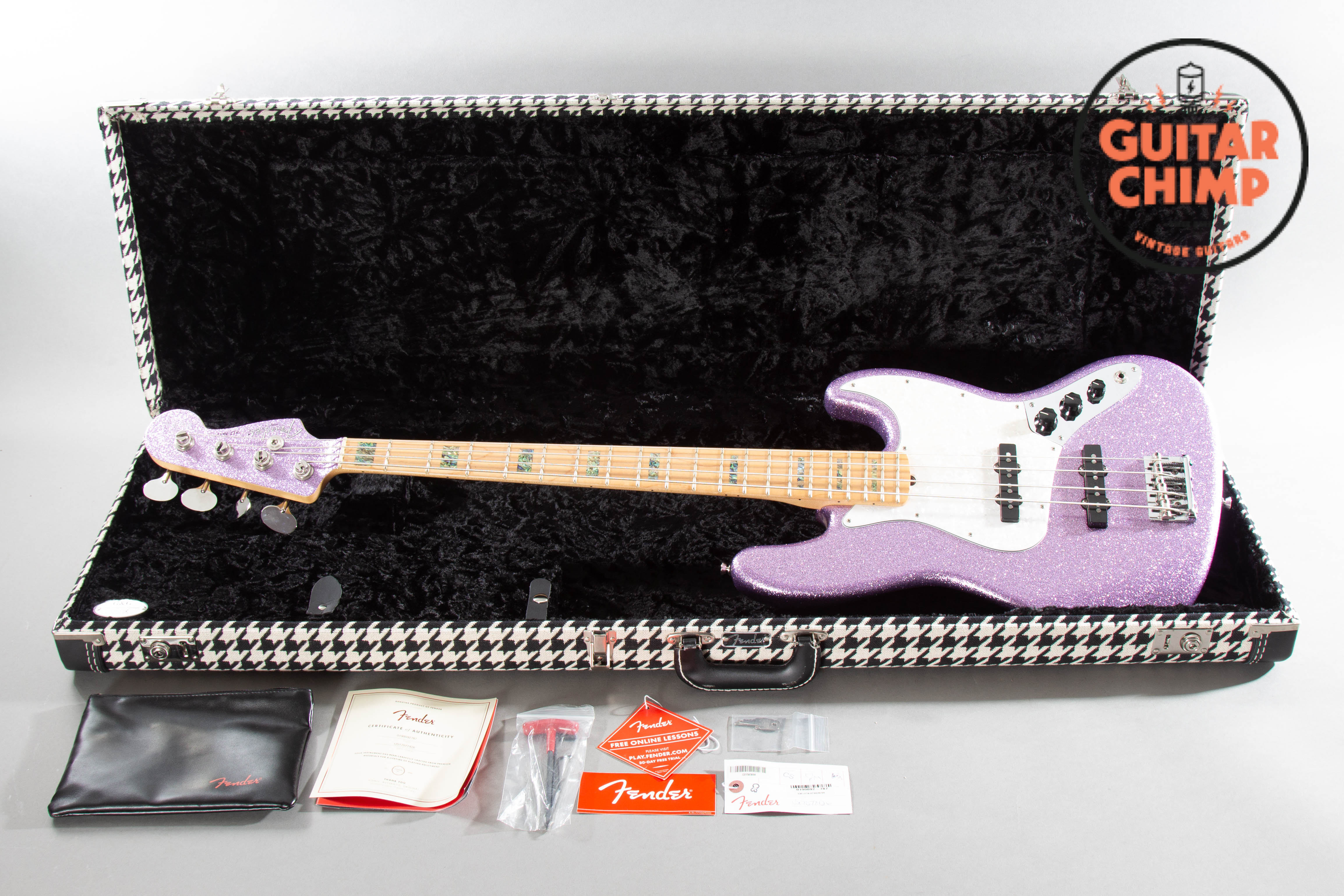 adam clayton gear 2017 Fender Limited Edition Adam Clayton Jazz Bass Purple Sparkle w/ O