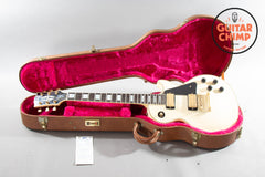 2000 Gibson Les Paul Custom Alpine White – Aged Patina, Ebony Board, Original Case
