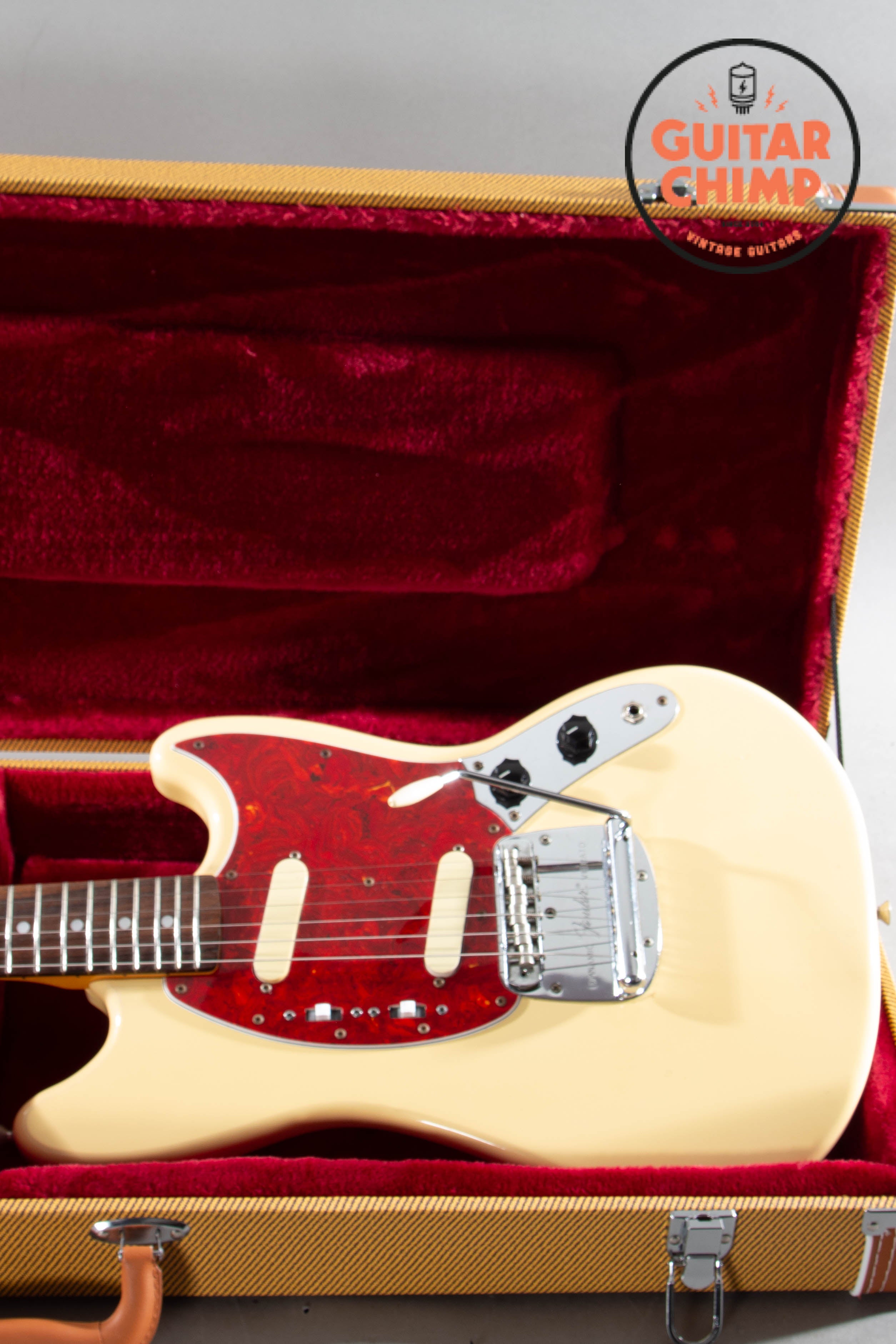 Fender Japan Mustang MG69-65 YWH ソフトケース付 1994 Fender Japan MG69 '69 Mustang Vintage White | MIJ | Tweed