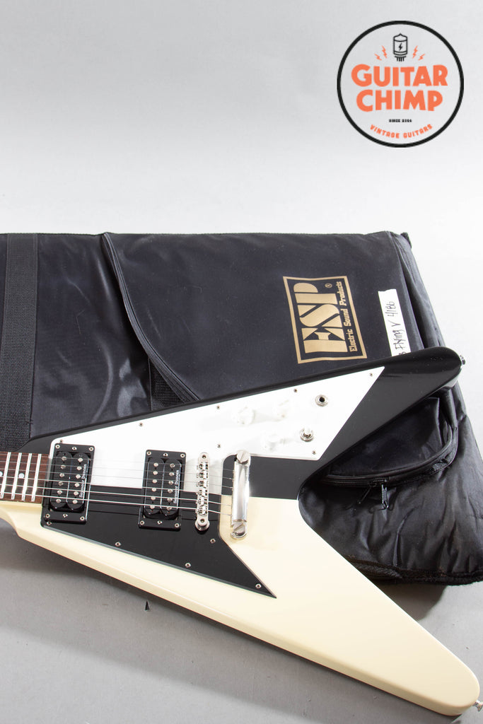 2014 ESP Edwards E-FV-125WB Michael Schenker Signature Flying V Black White
