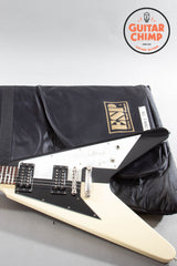 2014 ESP Edwards E-FV-125WB Michael Schenker Signature Flying V Black White