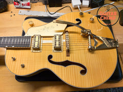 2014 Gretsch G6120AM Chet Atkins Hollow Body Amber Flame Filter’Tron Bigsby OHSC