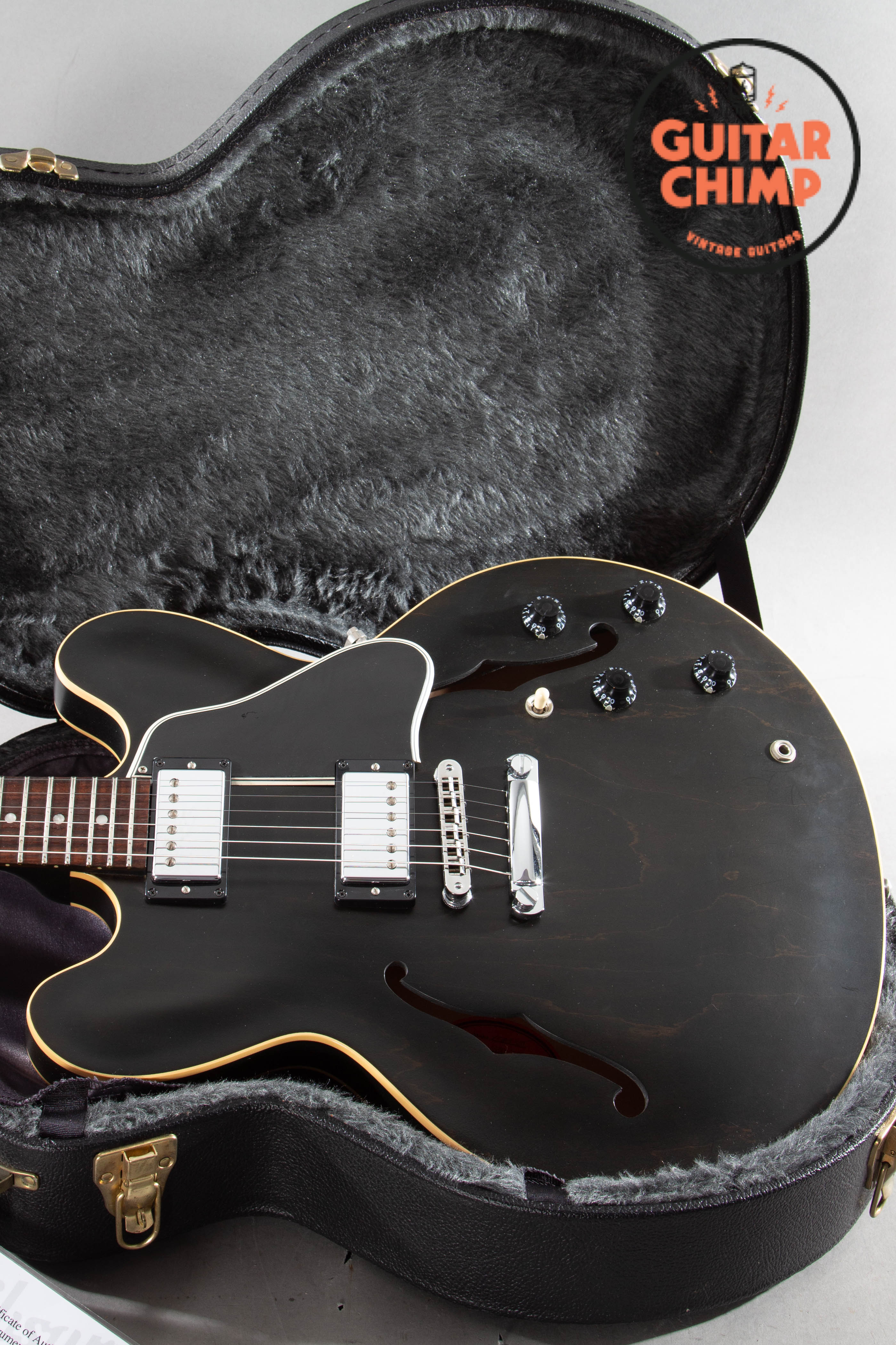 2010 Gibson Memphis ES-335 Dot Satin Trans Black OHSC COA '57