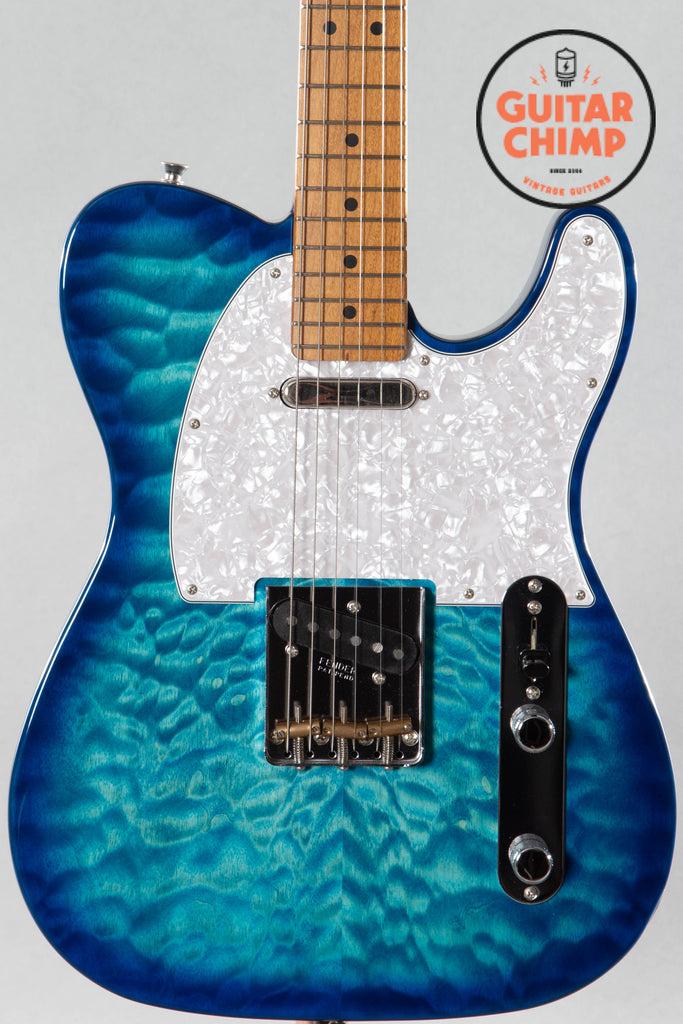 2021 Fender Japan FSR 75th Anniversary Hybrid II Telecaster Aquamarine Quilt Top