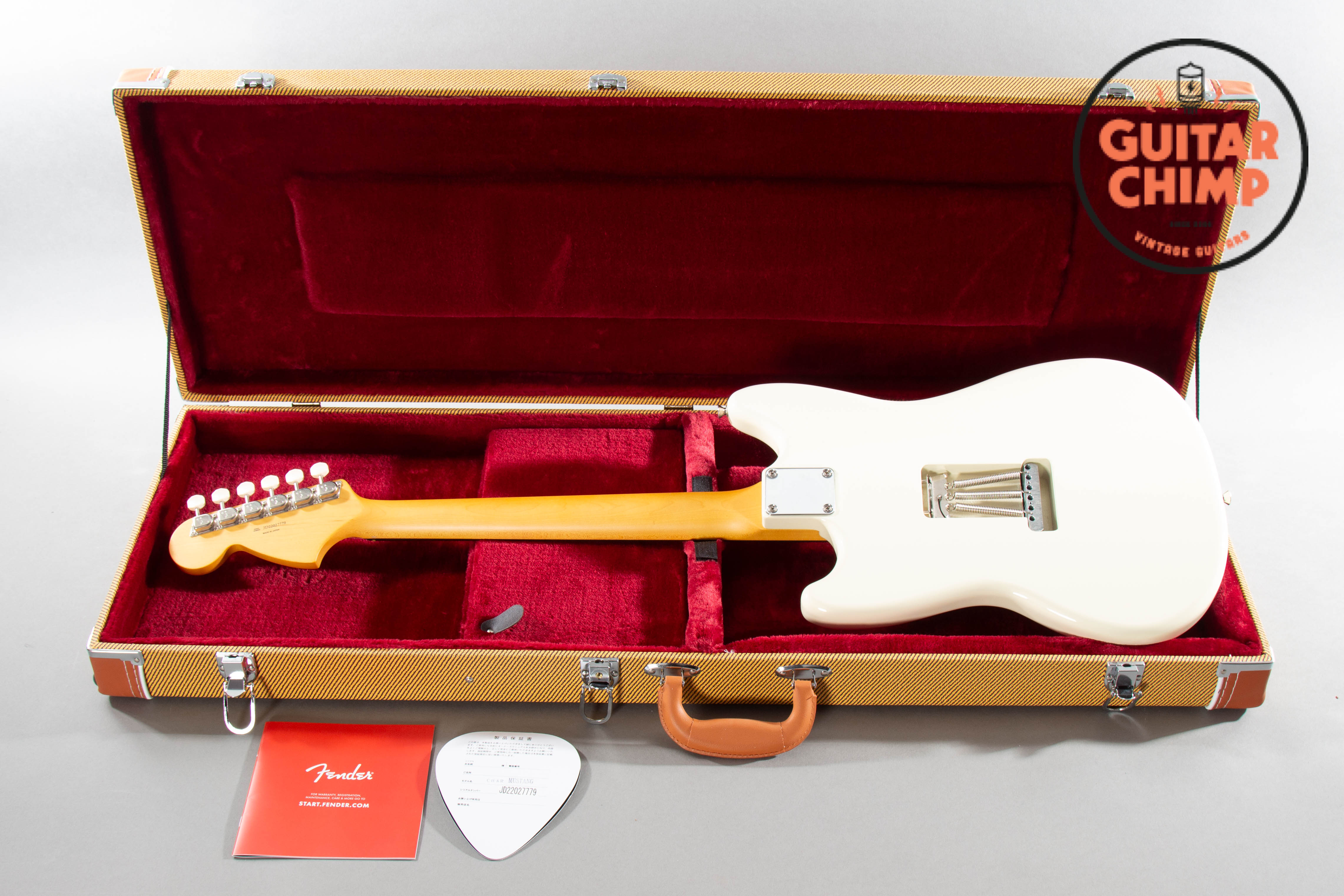 2022 Fender MIJ Japan Char Signature Mustang Olympic White Tweed