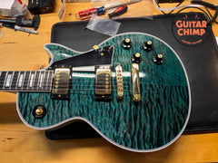 2024 Gibson Custom M2M ’68 Les Paul Custom Nordic Blue 5A Quilt Top TV White COA