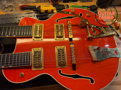 1997 Gretsch G6120-6/12 Nashville Double Neck Orange Stain MIJ OHSC Rare