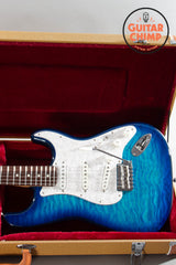 2022 Fender MIJ Ishibashi FSR Hybrid II Stratocaster Transparent Blue Burst Quilt Japan w/ HSC