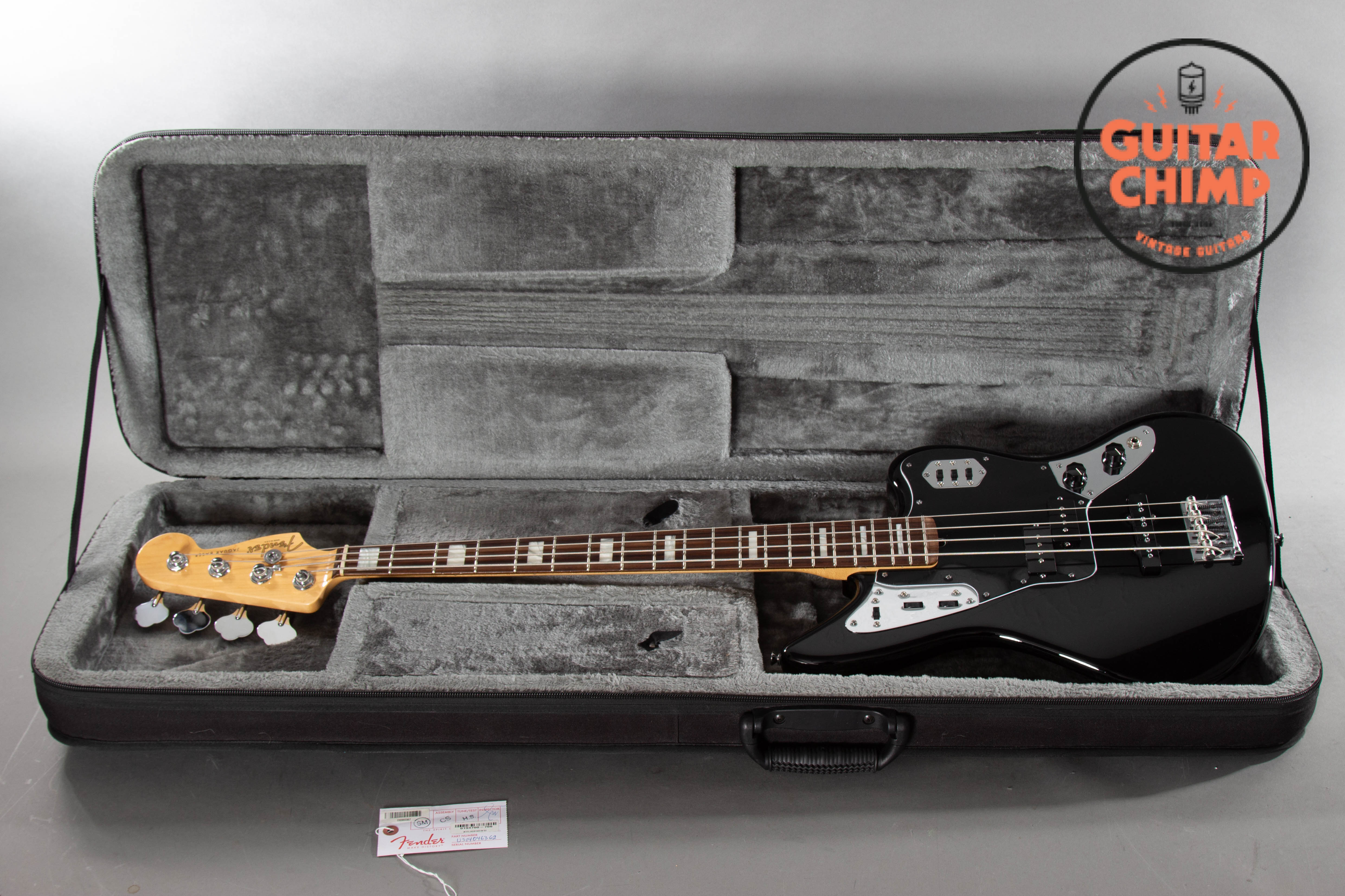 2014 Fender American Standard Jaguar Bass Black Guitar Chimp