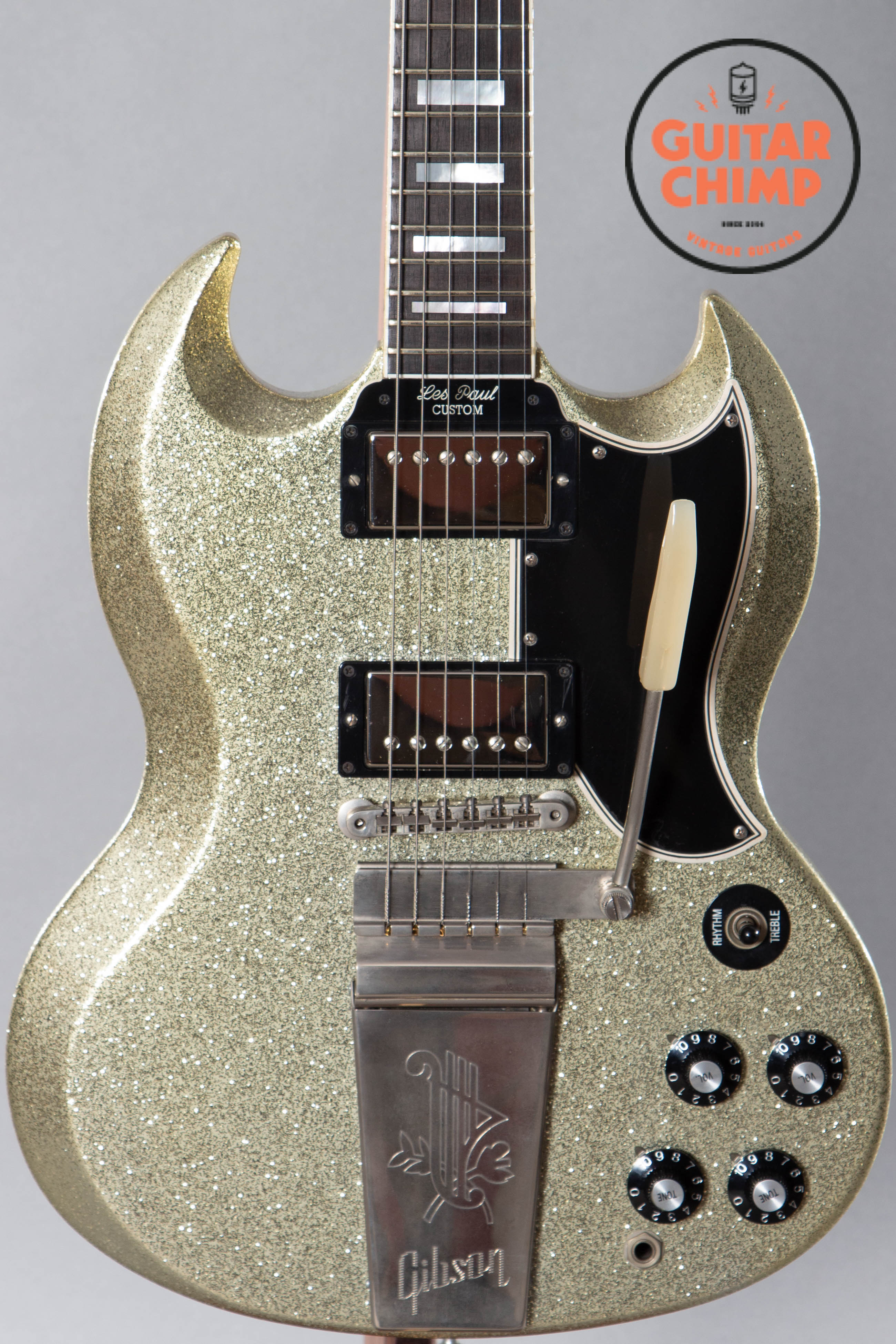 2007 Gibson Custom Shop SG Custom Maestro Silver Sparkle