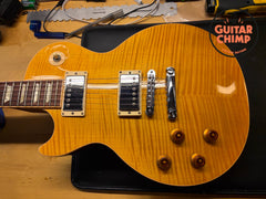 2012 Gibson Left-Handed Les Paul Standard Plus Trans Amber AAA Flametop w/ OHSC