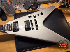 2022 Gibson Dave Mustaine Flying V EXP Silver Metallic Seymour Duncan Thrash Factors w/ OHSC + Paperwork