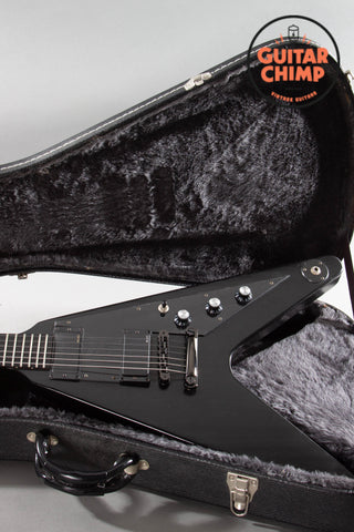 2000 Gibson Flying V Gothic Satin Black Ebony EMG 81/85 w/ OHSC