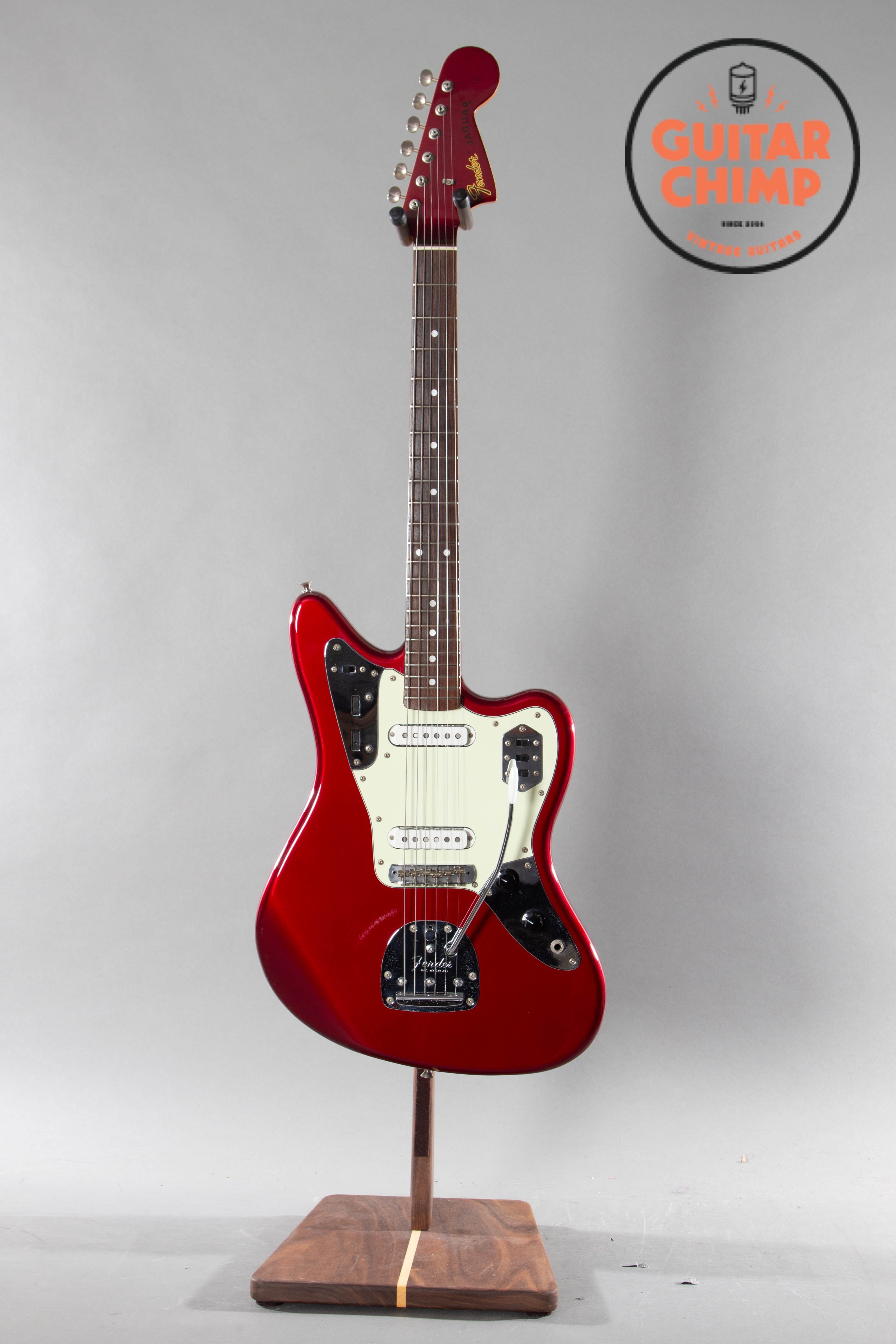 2006 Fender Japan Jaguar JG66-93 Old Candy Apple Red Matching Head-stock