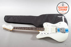 2023 Fender Japan Traditional II 60s Jazzmaster – Olympic White w/ Blue Competition Stripe & Matching Headstock