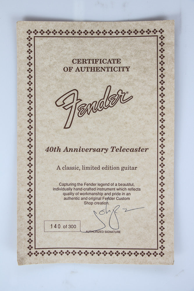 1989 Fender Custom Shop 40th Anniversary Telecaster Guitar Chimp