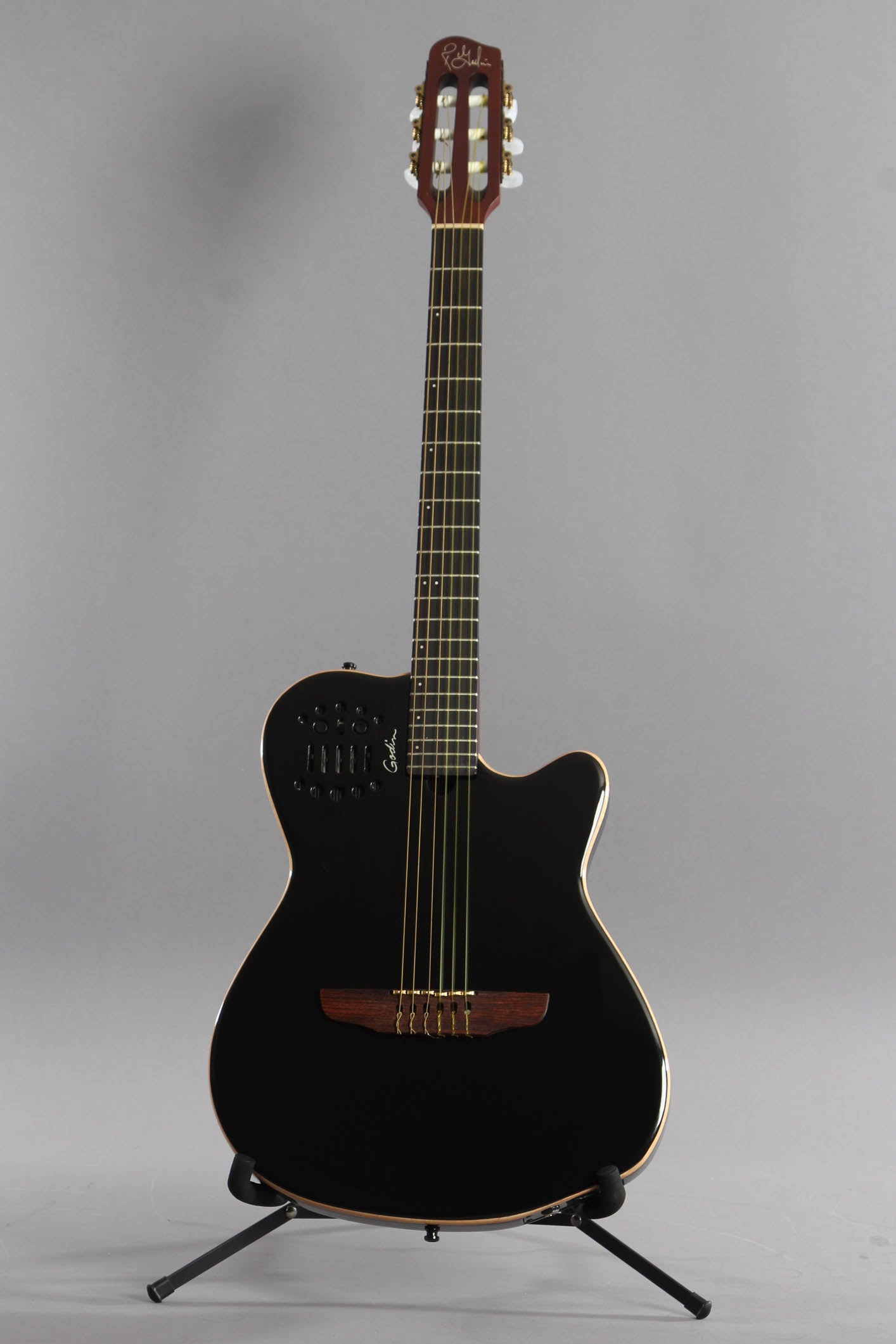 Godin Multiac ACS Slim SA Nylon String Classical Acoustic Electric Guitar  High Gloss Black