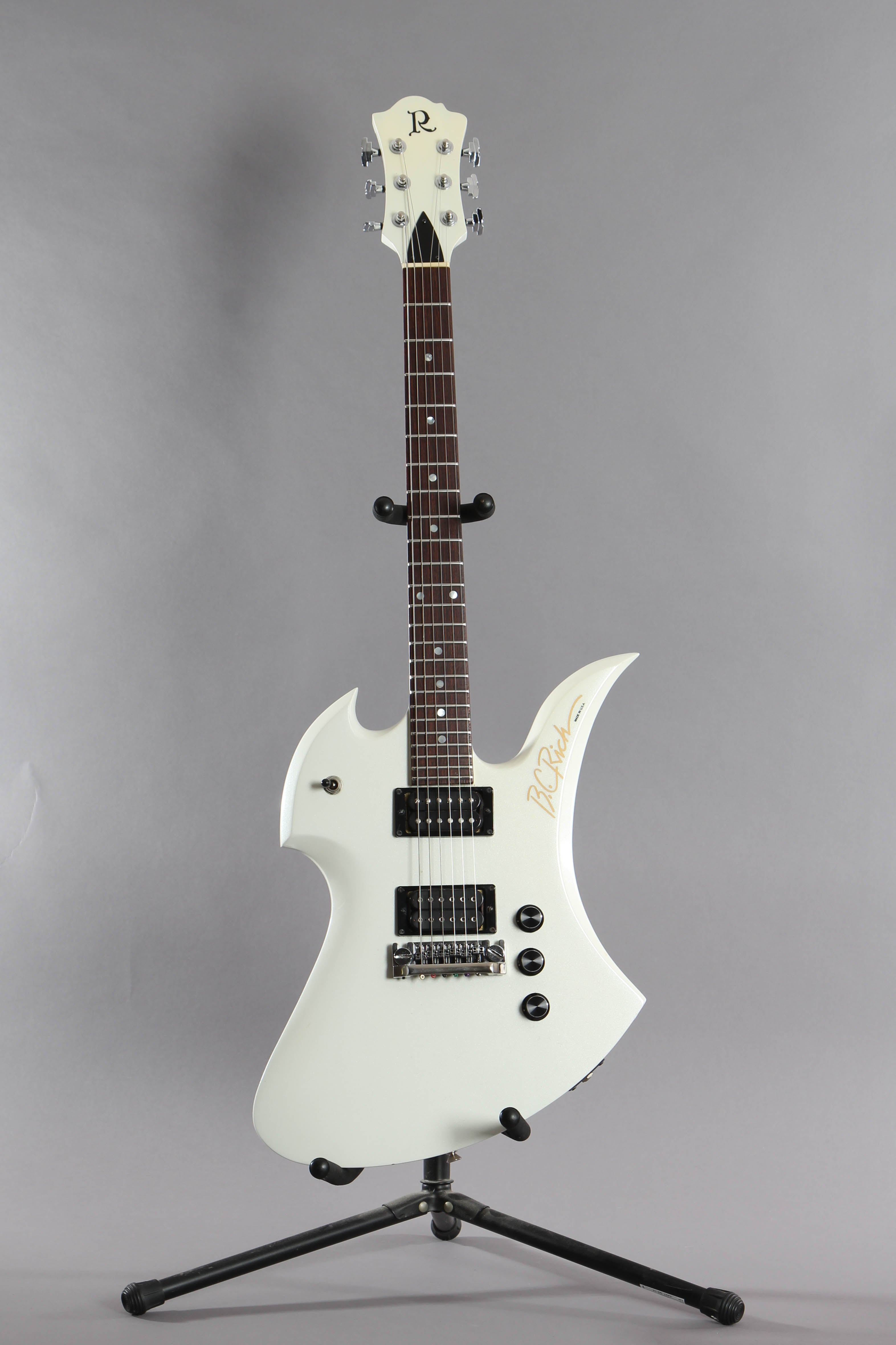 1986 BC Rich Mockingbird Pearl White Guitar Chimp
