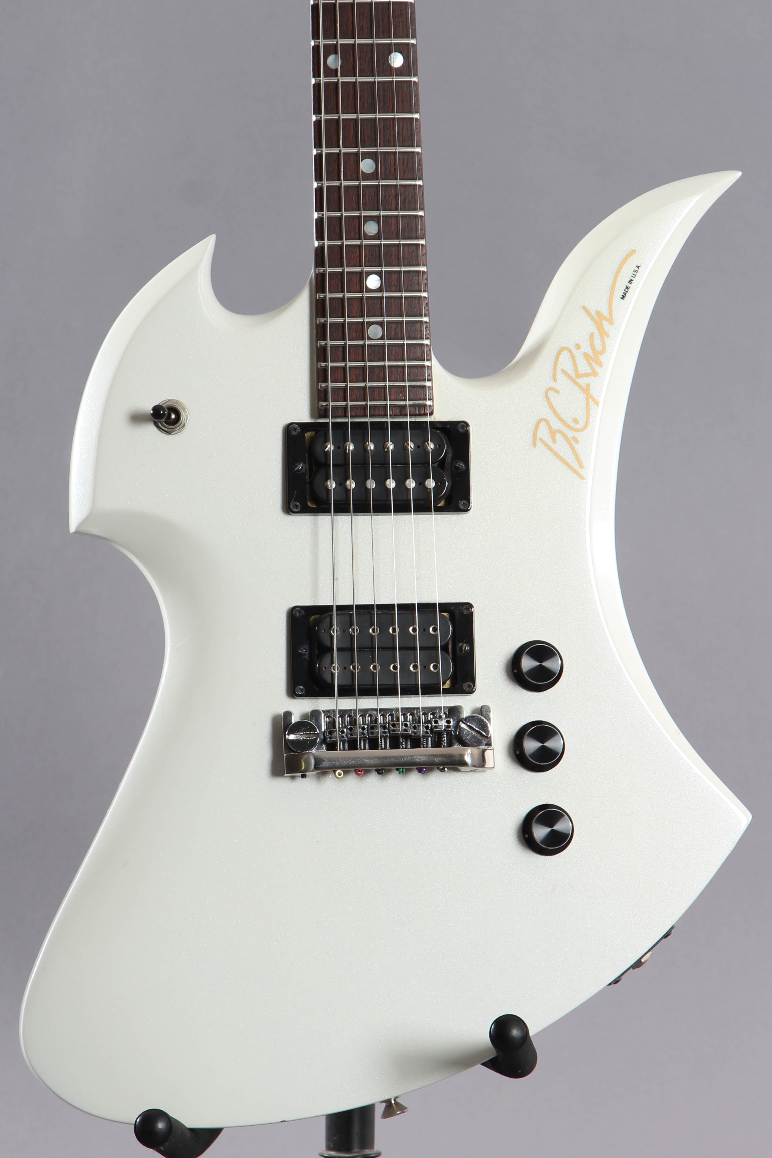 1986 BC Rich Mockingbird Pearl White Guitar Chimp