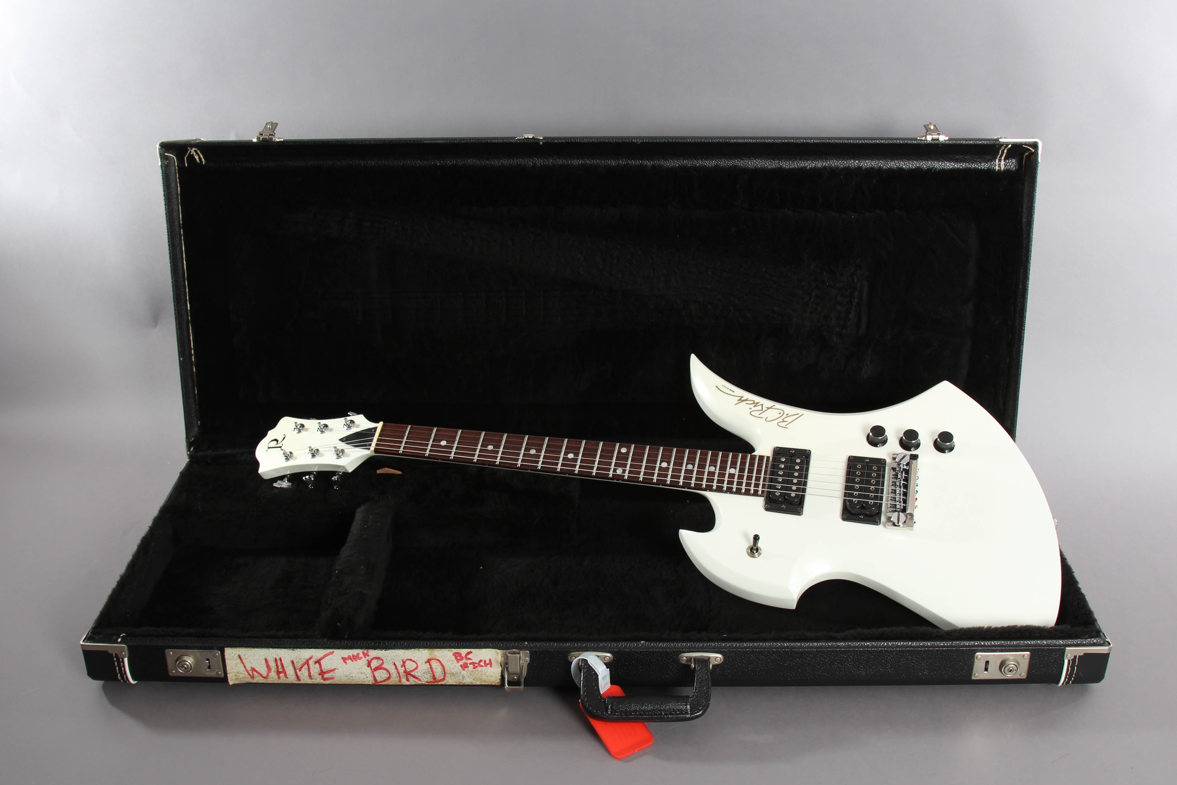 1986 BC Rich Mockingbird Pearl White Guitar Chimp