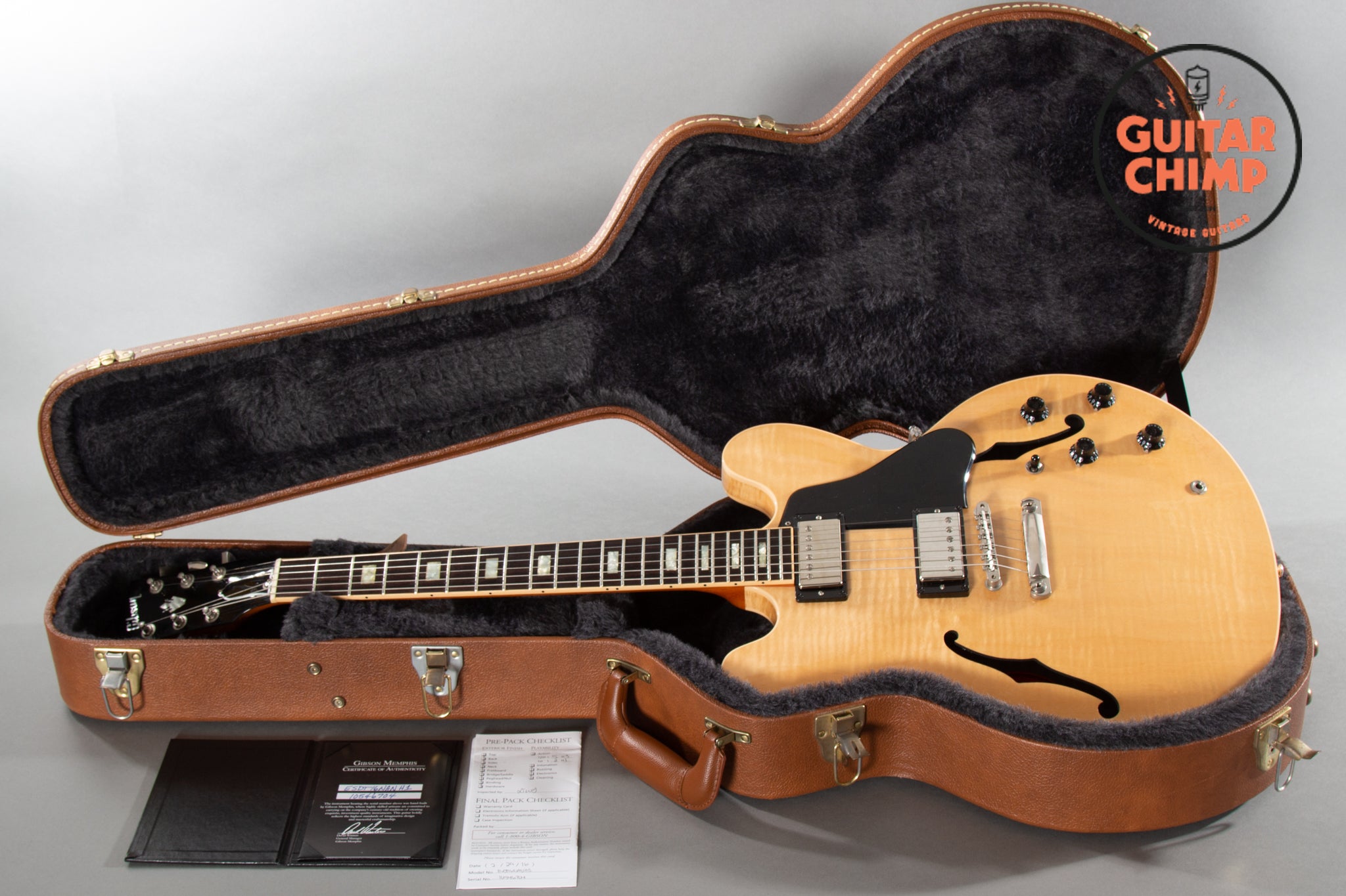 2016 Gibson Memphis ES335 Figured Vintage Natural Guitar Chimp