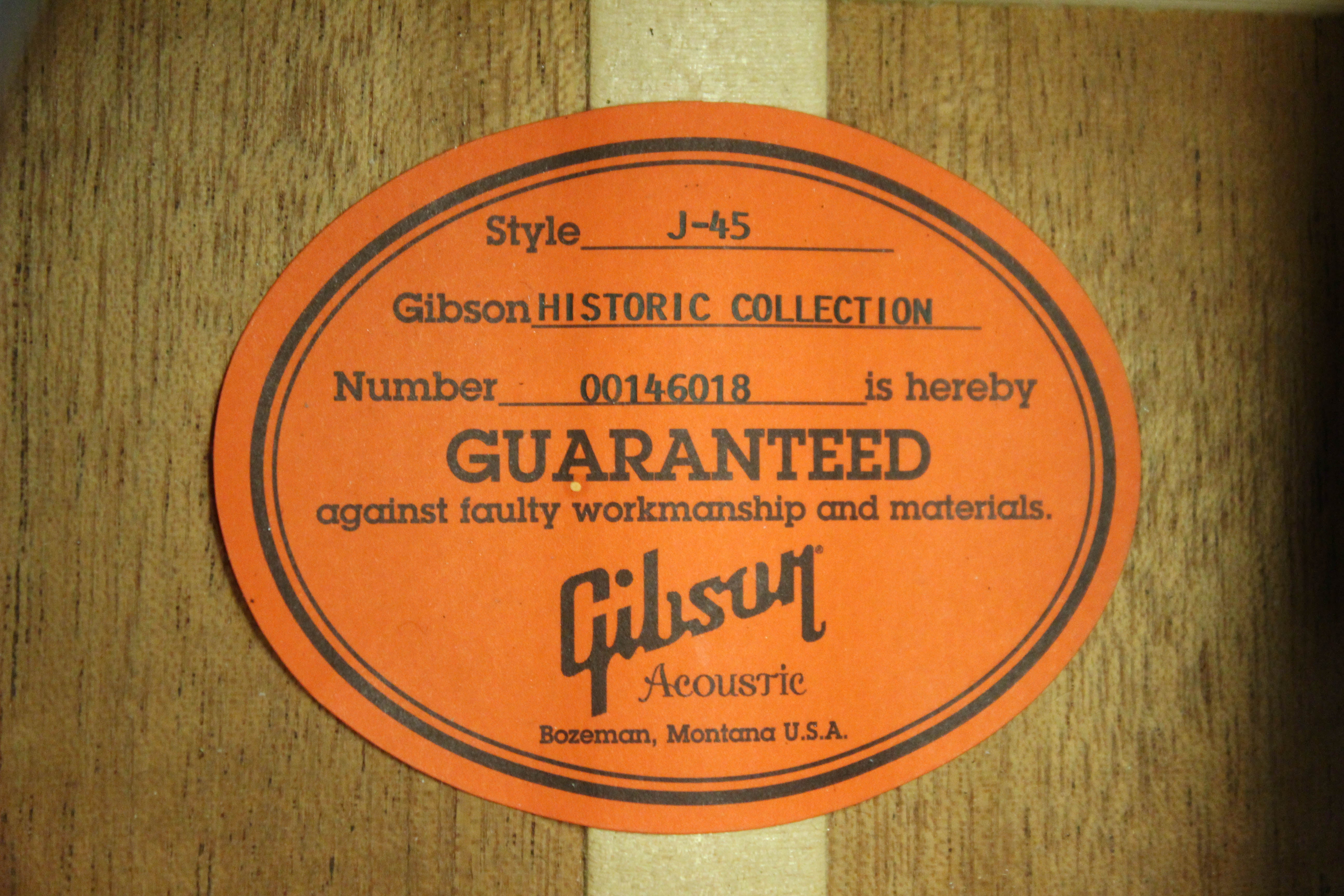 2006 Gibson Historic Collection J45 Acoustic Electric Guitar Guitar